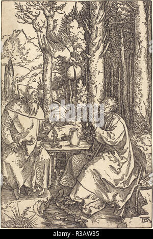 San Antonio e San Paolo nel deserto. Data: c. 1504. Medium: xilografia. Museo: National Gallery of Art di Washington DC. Autore: Dürer, Albrecht. Foto Stock