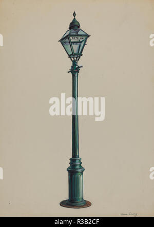 Gas Street lampada. Data: 1936. Dimensioni: complessivo: 30,3 x 22,9 cm (11 15/16 x 9 in.). Medium: acquerello, grafite e goauche sul cartone. Museo: National Gallery of Art di Washington DC. Autore: Mina Lowry. Foto Stock