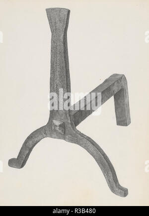 Andiron (una coppia). Data: c. 1939. Dimensioni: complessivo: 30,2 x 22,2 cm (11 7/8 x 8 3/4 in.) originale IAD Oggetto: 12 1/2' alta; 10 7/8' profonda; 10 3/16' ampia; spessore dell'albero: 1/2'. Medium: grafite su cartone. Museo: National Gallery of Art di Washington DC. Autore: Maurice Van Felix. Foto Stock