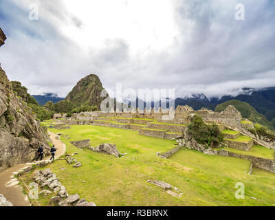 Tipiche costruzioni in Machu Picchu cittadella Foto Stock