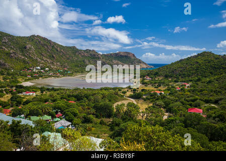 Le Indie occidentali francesi, St-Barthelemy. Anse de Grande Soluzione Salina Foto Stock