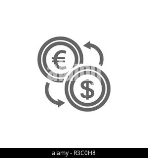 Semplice convertitore di valuta icona linea. Simbolo e segno illustration design. Isolato su sfondo bianco Foto Stock