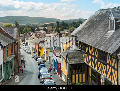 High Street, Vescovi Castello, Shropshire, Inghilterra, Regno Unito Foto Stock