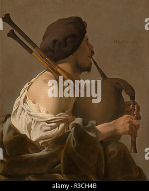 De doedelzakspeler / cornamuse Player. Data/Periodo: 1624. La pittura. Olio su tela. Altezza: 100,7 cm (39,6 in); Larghezza: 82.9 cm (32,6 in). Autore: Hendrick Ter Brugghen. Foto Stock