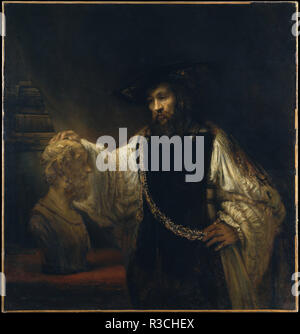 Aristotele con un busto di Omero. Data/Periodo: 1653. La pittura. Olio su tela. Altezza: 143,5 cm (56,4 in); larghezza: 136,5 cm (53,7 in). Autore: REMBRANDT HARMENSZOON VAN RIJN. Rembrandt van Rhijn. Foto Stock