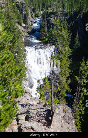 Kepler Cascades è una cascata sul fiume Firehole in a sudovest Il Parco Nazionale di Yellowstone, STATI UNITI D'AMERICA. Le cascate si trovano a circa 2.6 miglia Foto Stock
