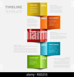 Il vettore verticale modello timeline realizzato da carte colorate Illustrazione Vettoriale