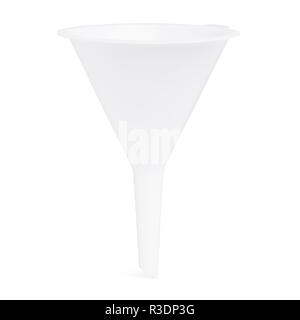 Isolati in plastica bianco Multi Funzione imbuto su sfondo bianco Foto Stock