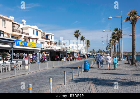 La passeggiata sul lungomare, Poseidonos Avenue, Paphos (Paphos), Pafos District, la Repubblica di Cipro Foto Stock