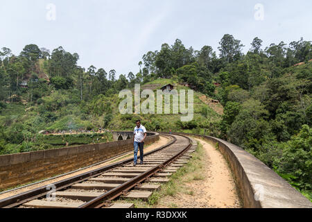 Famosa nove ponte di arco in Demodara, Sri Lanka Foto Stock