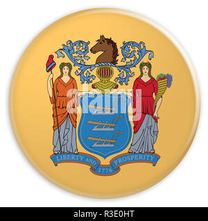 Usa il pulsante di stato: New Jersey bandiera Badge, 3d illustrazione su sfondo bianco Foto Stock