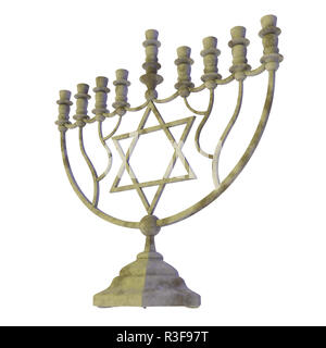 Il Menorah Hanukkah lampada che è accesa durante gli otto giorni di Hanukkah. 3D render. Isolato Foto Stock