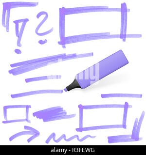 Evidenziatore colorato con contrassegni Foto Stock
