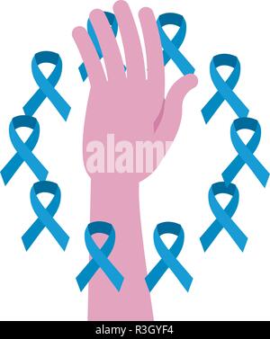 Nastri a mano movember campagna del cancro della prostata illustrazione vettoriale Illustrazione Vettoriale