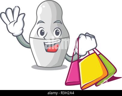 Shopping nidificate non verniciata bambole russe su cartoon Illustrazione Vettoriale