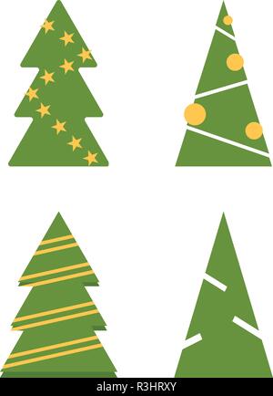 Set di quattro alberi di Natale con lo stile del flat Illustrazione Vettoriale