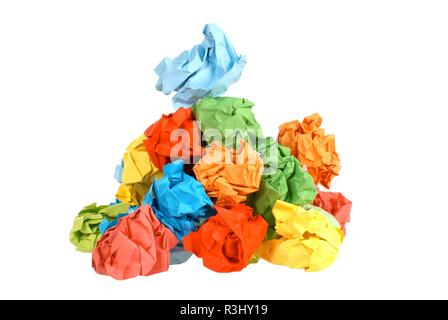 Colorata carta sgualcita sfere Foto Stock