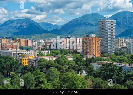 Vista di Tirana, Tirana, Albania Foto Stock