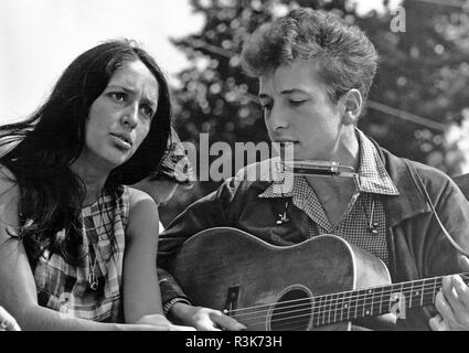 Di Joan Baez e Bob Dylan a marzo su Washington per i posti di lavoro e la libertà, 28 Agosto,1963 Foto Stock