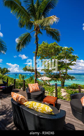 Hilton Doubletree Resort e Spa, Mahe, Repubblica delle Seicelle, Oceano Indiano. Foto Stock