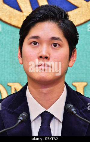 Tokyo, Giappone. 22 Novembre, 2018. Shohei Ohtani in occasione di una conferenza stampa presso il Japan National Press Club. Tokyo, 22.11.2018 | Utilizzo di credito in tutto il mondo: dpa/Alamy Live News Foto Stock