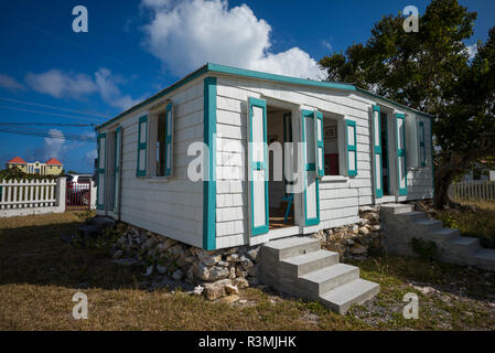 Isole Vergini Britanniche, Anegada. L'insediamento, il Theodolph Faulkner Casa Museo, casa di islander che hanno sostenuto la necessità di dirigere la regola del BVI Foto Stock