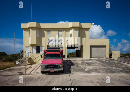 Isole Vergini Britanniche, Anegada. L'insediamento, isola la stazione dei vigili del fuoco Foto Stock