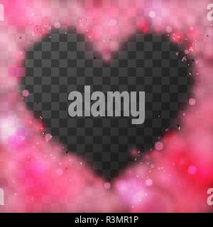 Luminose incantevole cornice fatta da rosa e rosso bokeh con brilla in forma di cuore Illustrazione Vettoriale