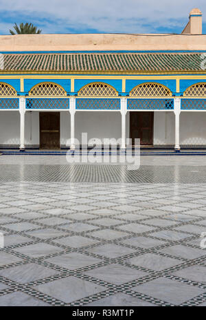 Grande cortile di marmo a El Palazzo Bahia, Marrakech (Marrakech), Marocco Foto Stock