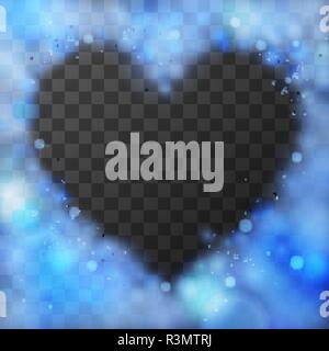 Bel telaio realizzato da blue bokeh con brilla in forma di cuore Illustrazione Vettoriale