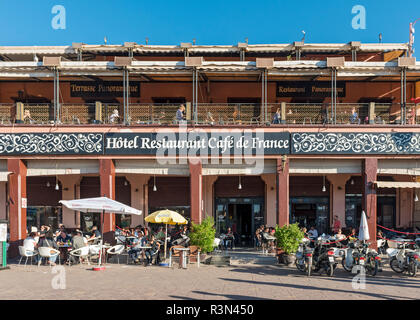 Il Café de France a Piazza Jemaa El Fnaa, Marrakech (Marrakech), Marocco Foto Stock