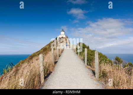 Nuova Zelanda, Isola del Sud, Southland, Il Catlins, Nugget Point, Nugget Point Lighthouse, vista in elevazione Foto Stock