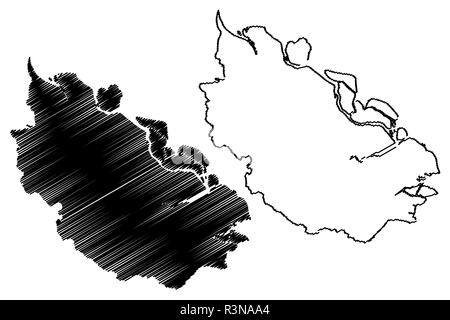 Riau (suddivisioni di Indonesia, Province di Indonesia) mappa illustrazione vettoriale, scribble schizzo Riau mappa Illustrazione Vettoriale