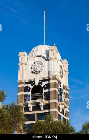 Nuova Zelanda, North Island, New Plymouth. Torre dell'orologio Foto Stock