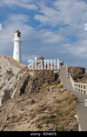 Nuova Zelanda, Isola del nord, Castlepoint. Faro Castlepoint Foto Stock