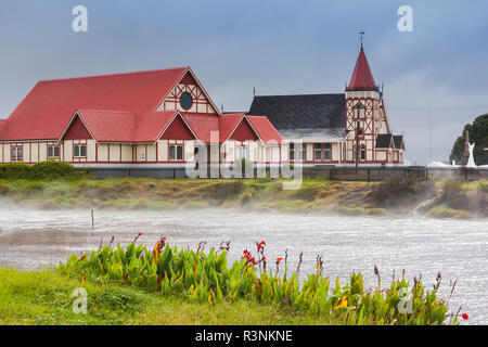 Nuova Zelanda, Isola del nord, Rotorua. Ohinemutu, villaggio Maori, St. La fede della Chiesa Anglicana Foto Stock