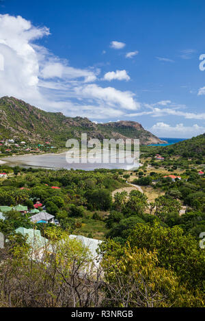 Le Indie occidentali francesi, St-Barthelemy. Anse de Grande Soluzione Salina Foto Stock