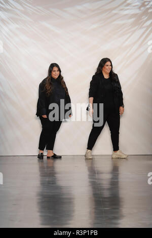 NEW YORK, NY - Settembre 06: designer Noor Rashid Al Khalifa e Haya Mohammed Al Khalifa a piedi la pista per il Mezzogiorno da Noor durante la moda di New York ci Foto Stock