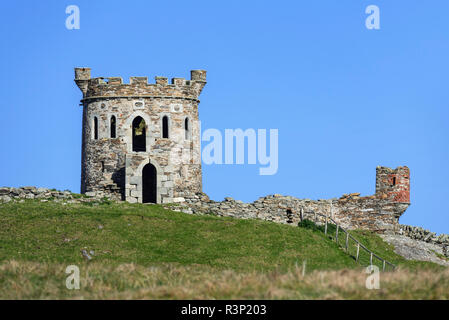 La Torre Osservatorio di Brough Lodge del XIX secolo palazzo gotico sull'isola Fetlar, isole Shetland, Scotland, Regno Unito Foto Stock