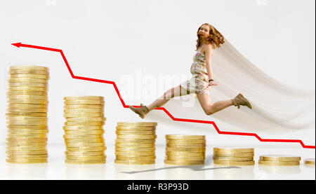 Soldi,successo,fortune,interesse finanza,donna,win,altersvorsorge Foto Stock