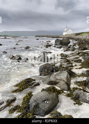 Sant Olav s chiesa (Olavskirkjan) in Kirkjubour. Danimarca, Isole Faerøer Foto Stock