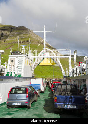 Isola Kalsoy, villaggio di Sydradalur. Isole Faerøer, Danimarca Foto Stock