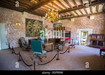 Camera da letto in Chateau du Clos Luce, Leonardo da Vinci Parco, Amboise, Francia Foto Stock