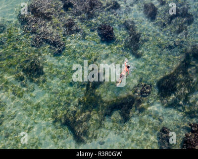 Indonesia, Bali, vista aerea di snorkeler Foto Stock