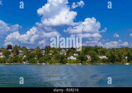 Breitbrunn a Ammersee, Lago Ammer, Fuenfseenland, Alta Baviera, Baviera, Germania, Europa Foto Stock