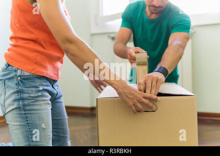 Paio di imballaggio scatola di cartone, vista parziale Foto Stock