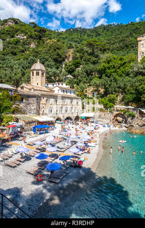 Italiy, Liguria, Golfo del Tigullio, Camogli, Abbazia di San Fruttuoso Foto Stock