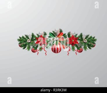 Albero di Natale decorazioni di diramazione Illustrazione Vettoriale