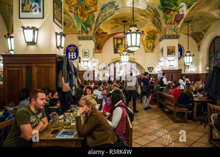 In Germania, in Baviera, Monaco di Baviera. Hofbrauhaus, la più antica birreria di Monaco di Baviera Foto Stock