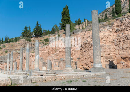 Romana antica agora, Delphi, Grecia, Europa Foto Stock